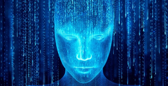 AI Binary Robot Head Artificial Intelligence